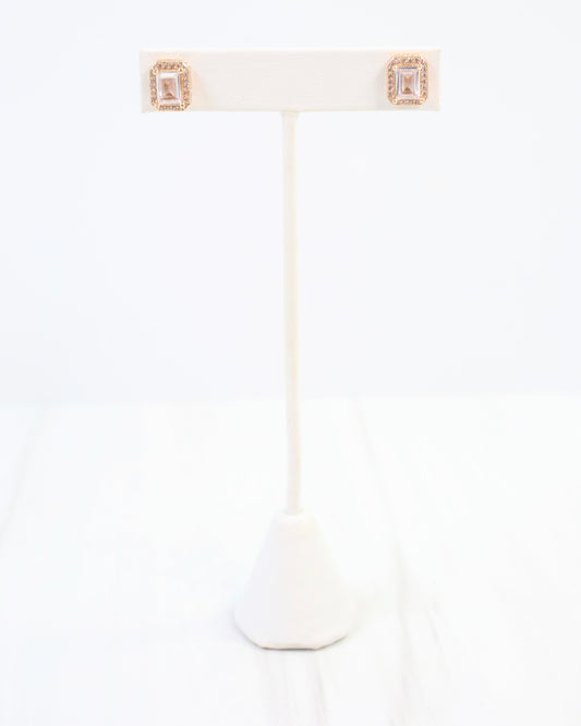 Effie Emeral Cut Crystal Stud Gold