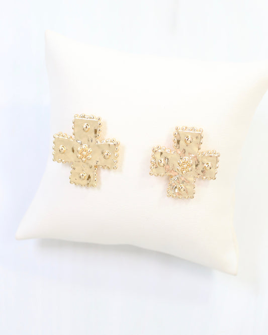 Carol Cross Stud Earring Gold