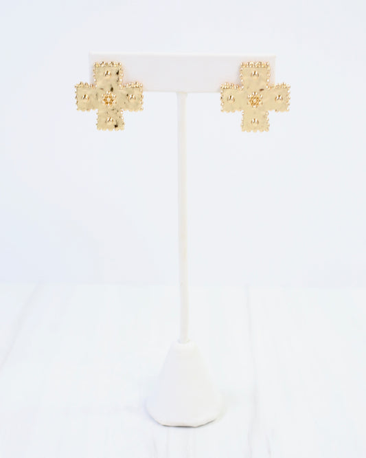 Carol Cross Stud Earring Gold