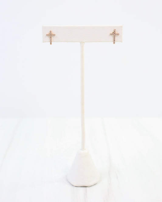 Colorado Cross and Crystal Stud Earring Gold