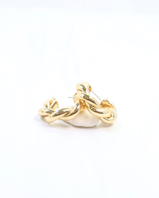 Raylee Twisted Hoop-Medium Shiny Gold