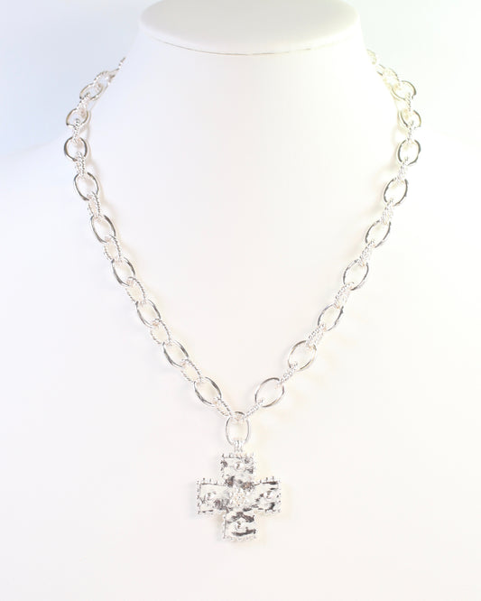Murray Cross Charm Necklace Silver