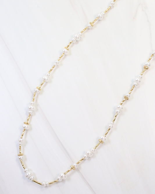 Lola 37" Beaded Necklace Pearl