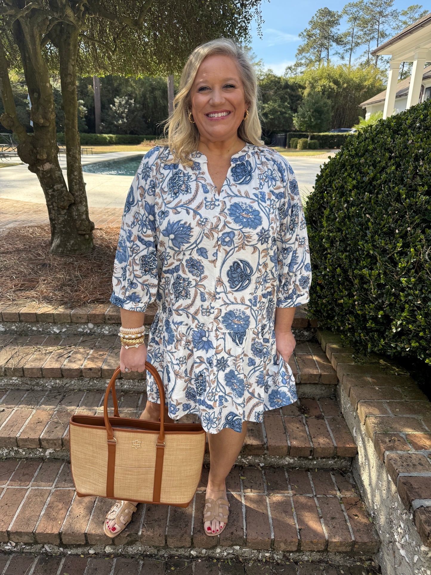 Blown Away Blue Floral Print Dress