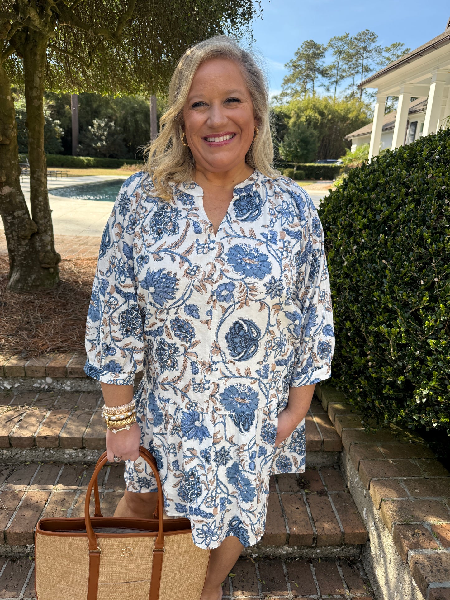 Blown Away Blue Floral Print Dress