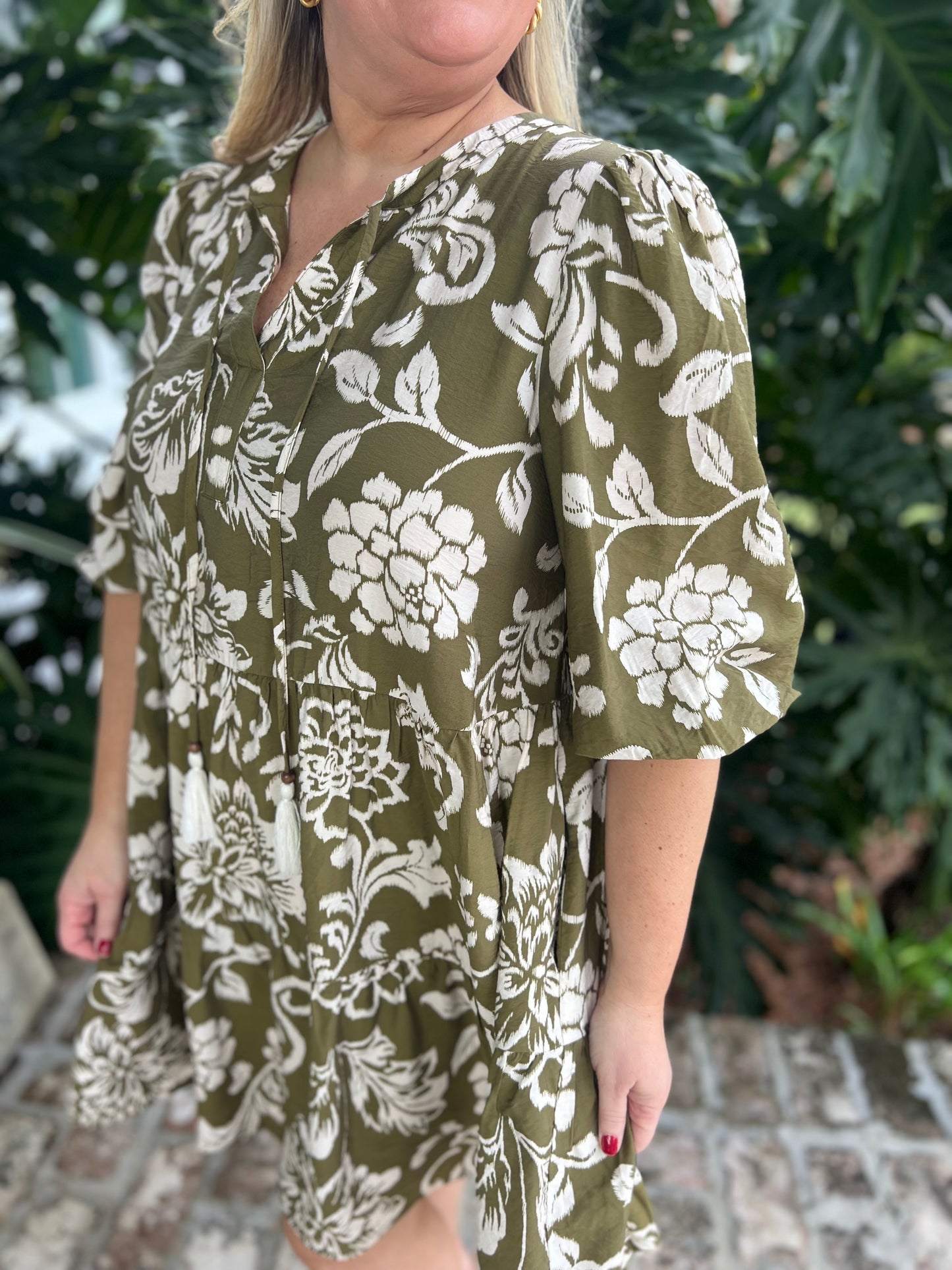 Marcy Olive Printed Dress