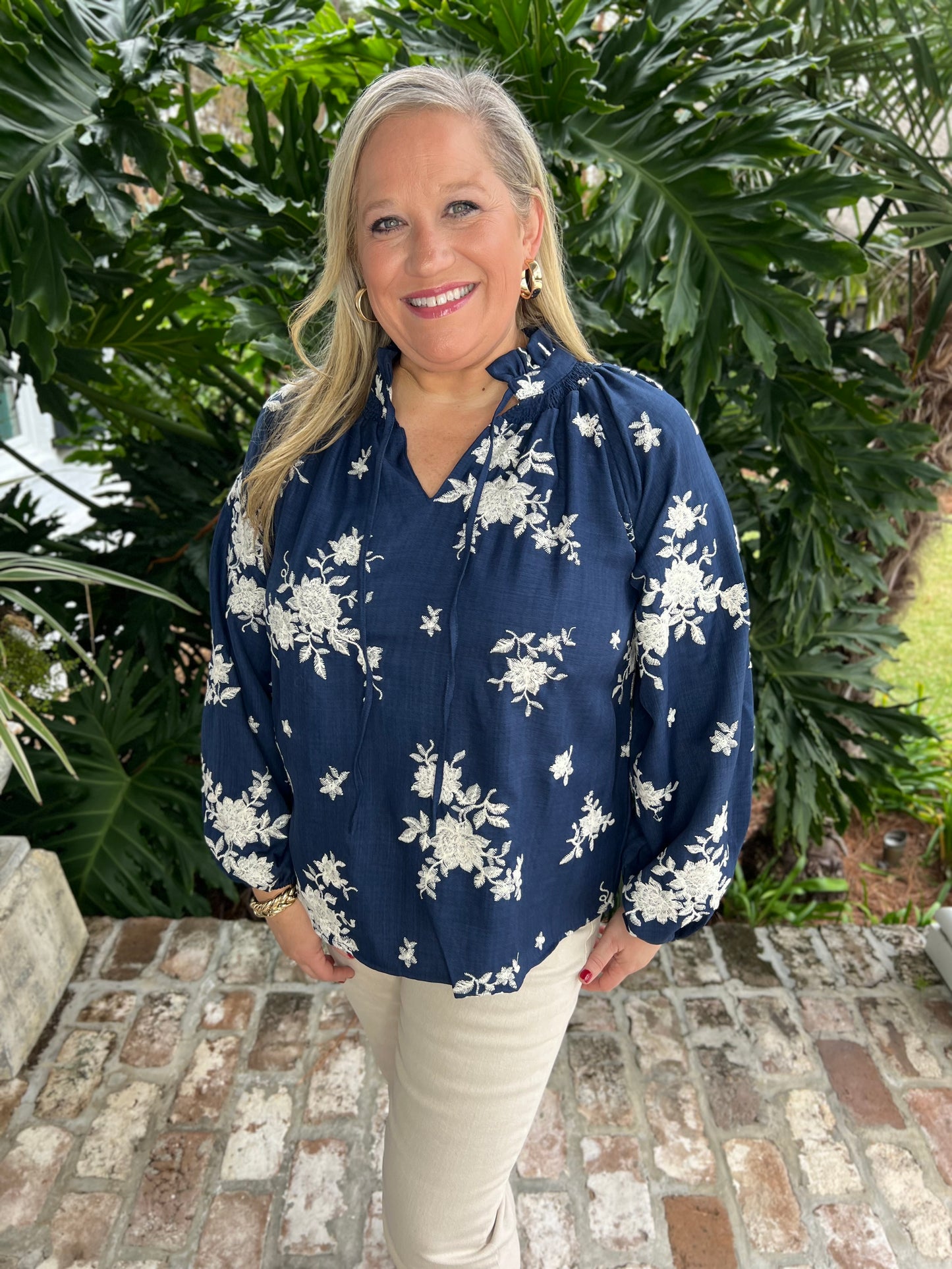 Fancy Free Navy Blouse