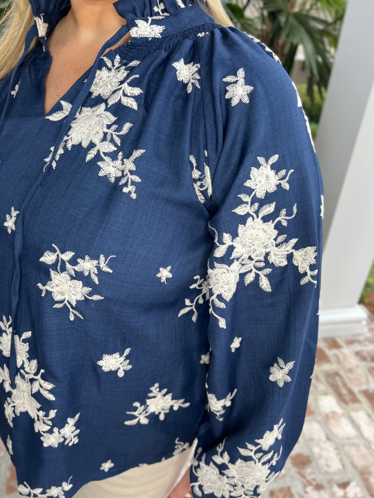 Fancy Free Navy Blouse