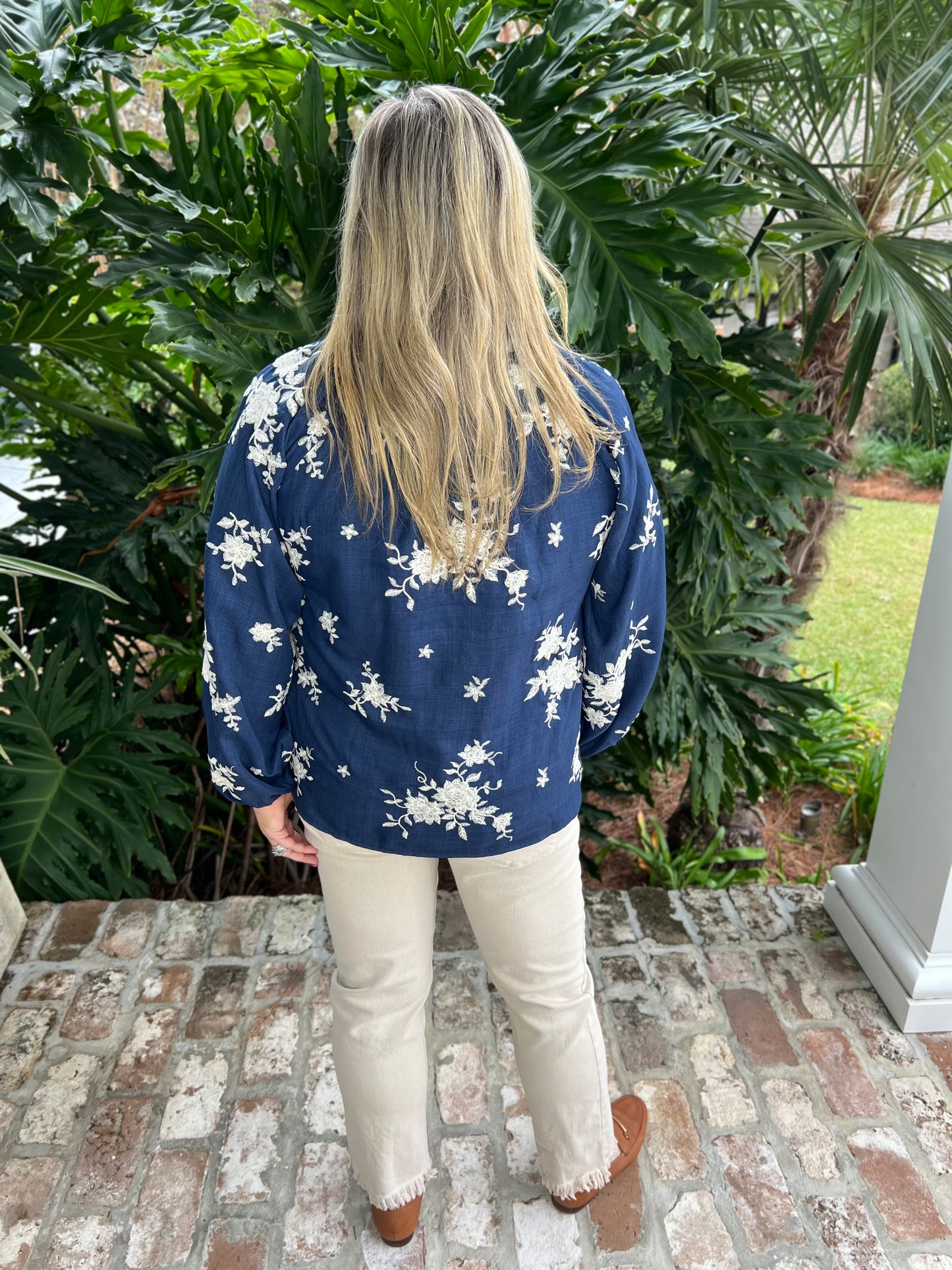 Fancy Free Navy Blouse