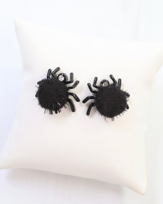 Creepy Crawley Spider Stud Earring Black