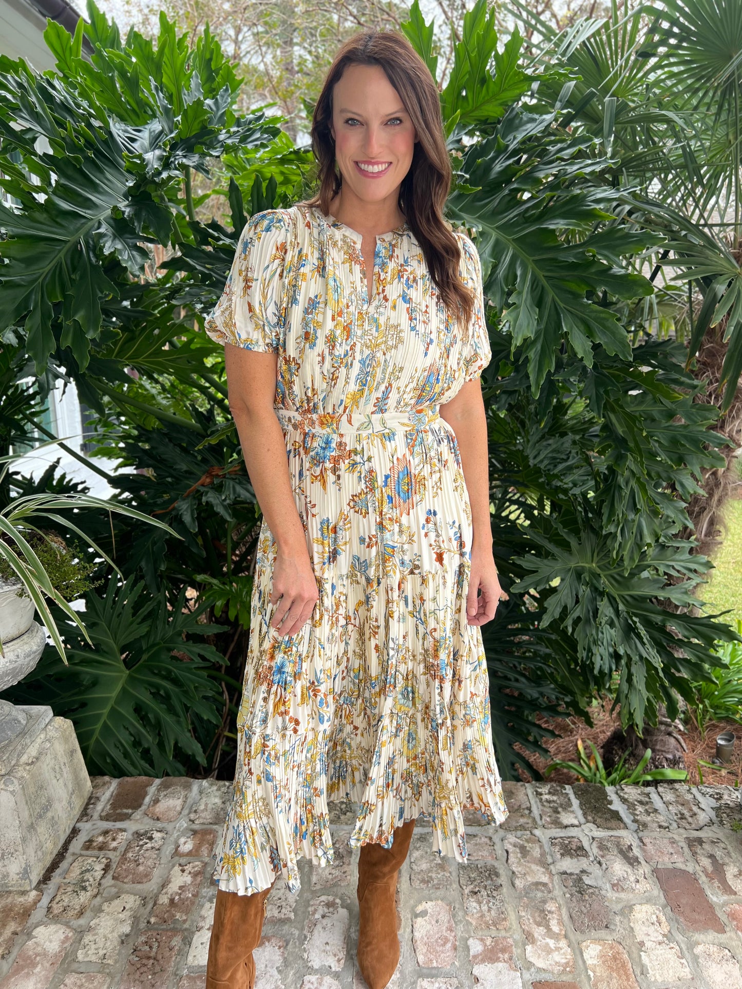 Botanical Gardens Pleated Maxi Dress