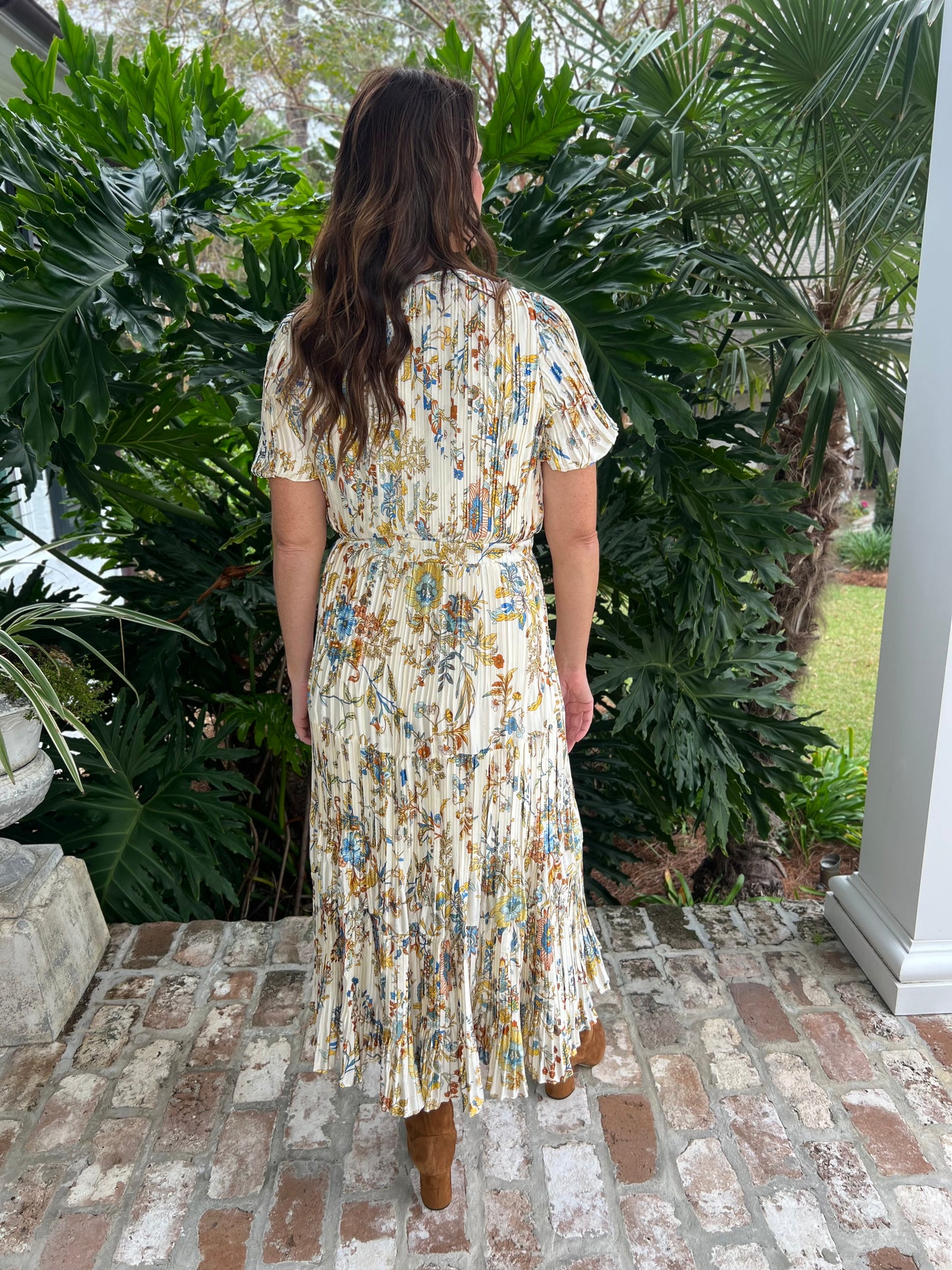 Botanical Gardens Pleated Maxi Dress