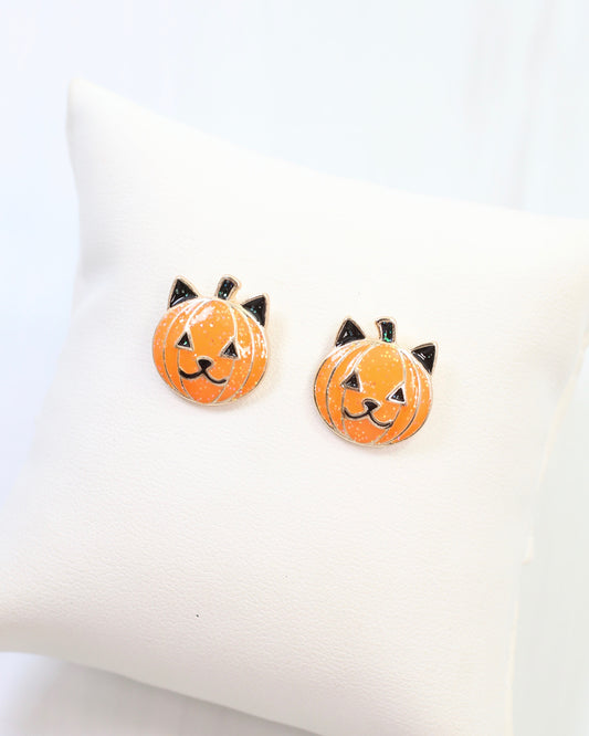 Purrrfect Pumpkin Stud Earring Orange