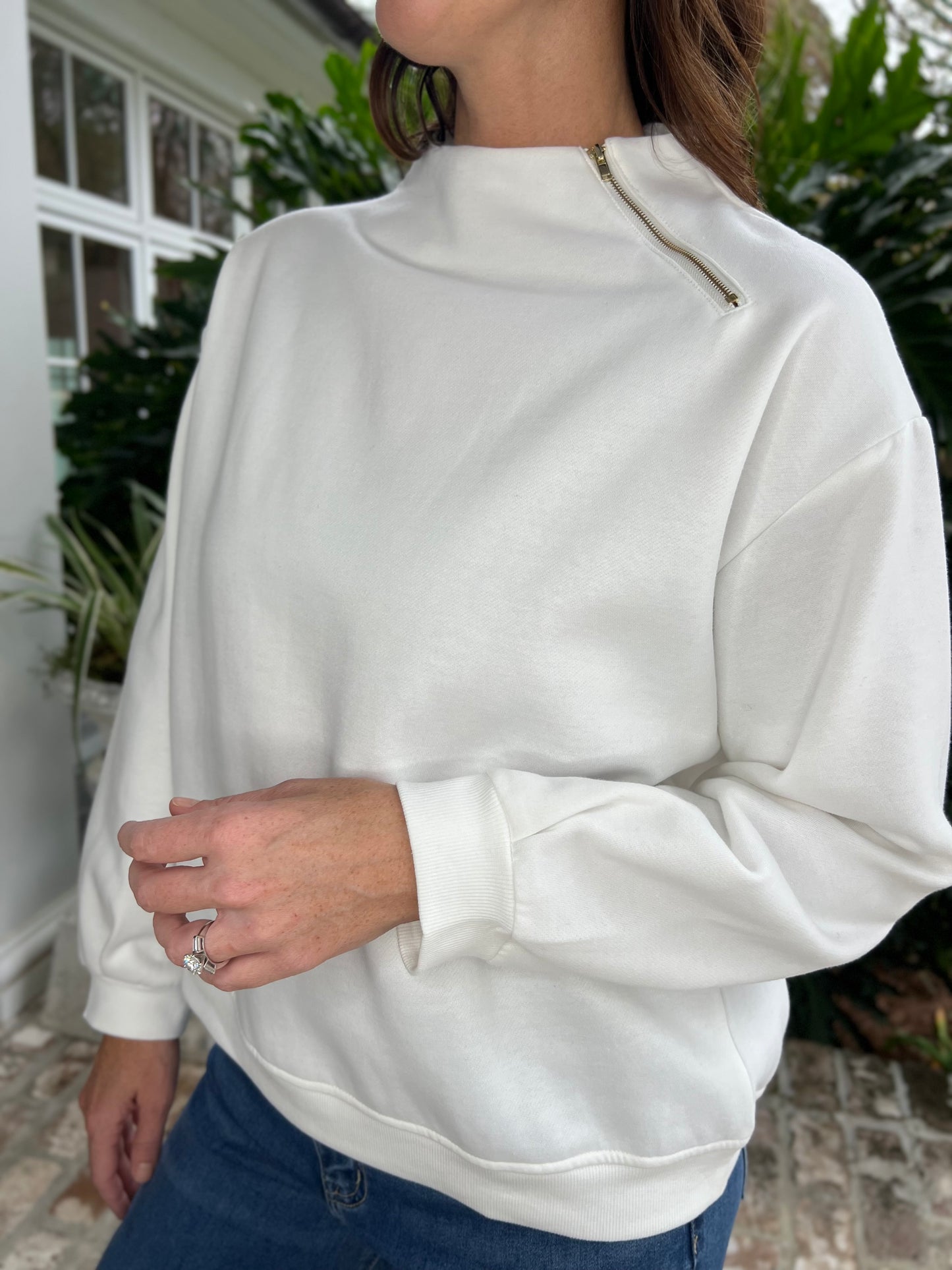 Leslie Zipper Trimmed Sweatshirt