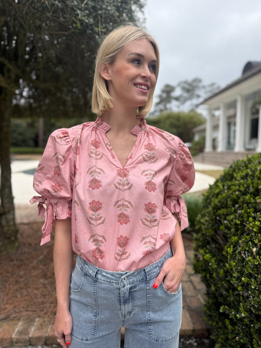 Fernanda Floral Printed Top with Bows