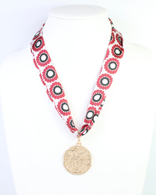 Lucy Floral Skinny Scarf Garnet Black