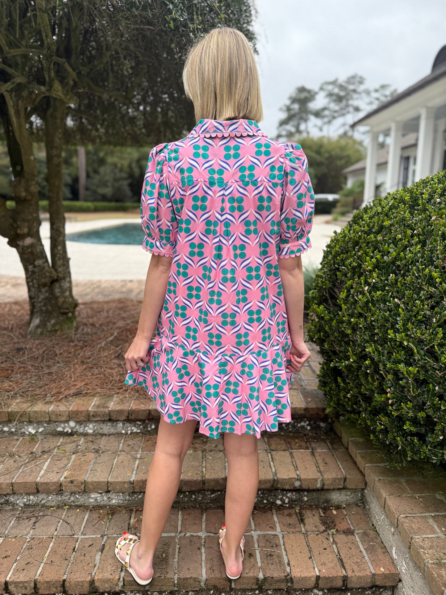 Hilary Pink Abstract Print Dress