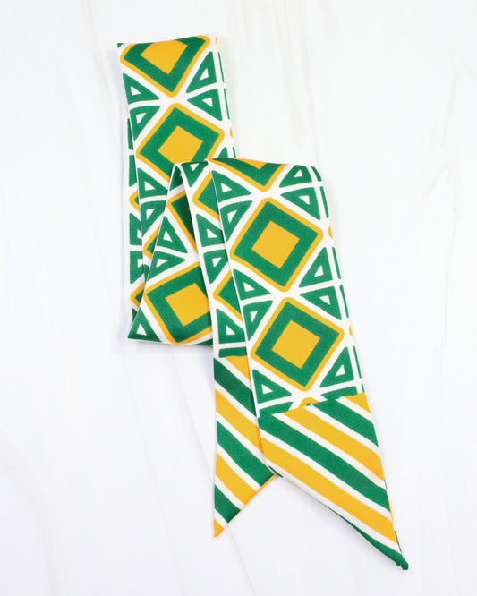 Barrett Tile Skinny Scarf Green Gold