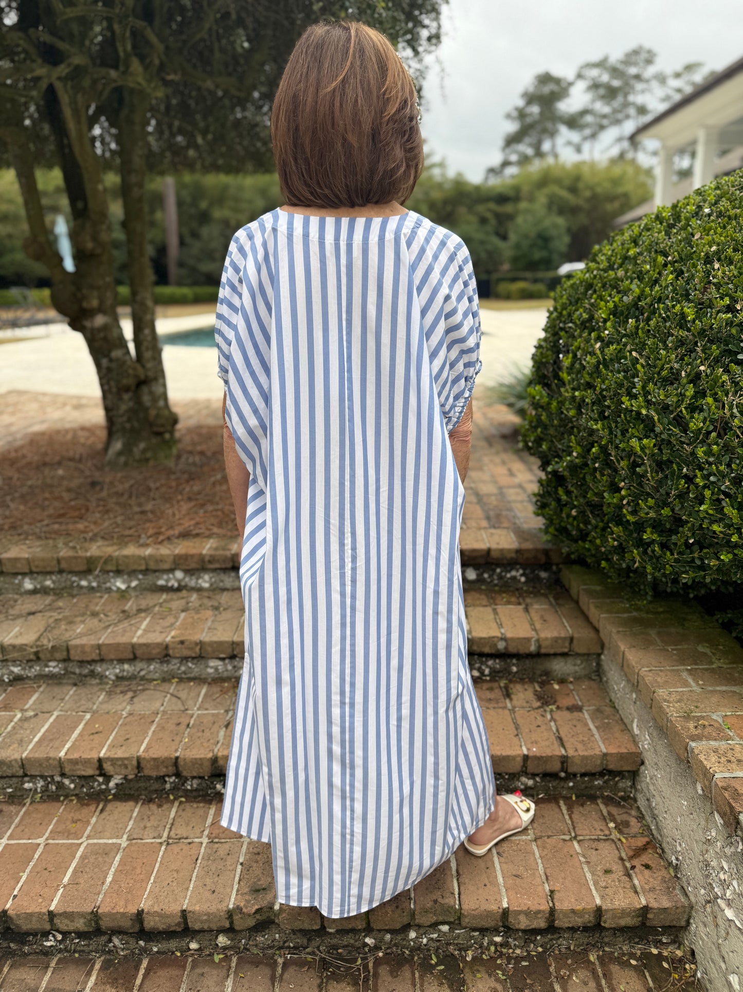 Elise Sky Blue Striped Midi Dress