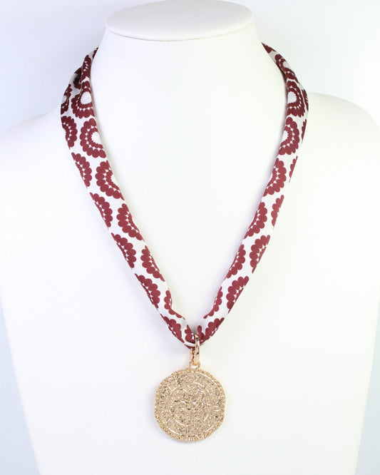 Lucy Floral Skinny Scarf Maroon White
