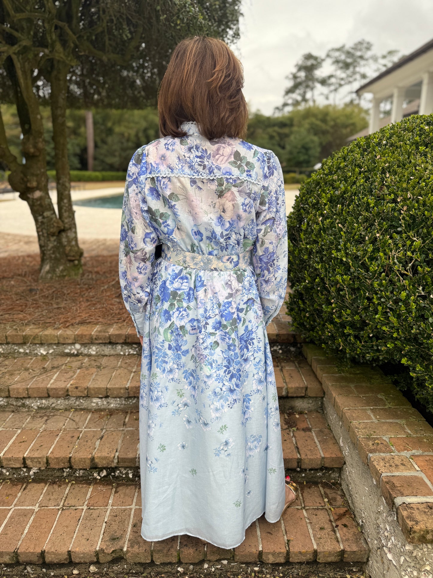 Barbara Mae Blue Floral Maxi Dress