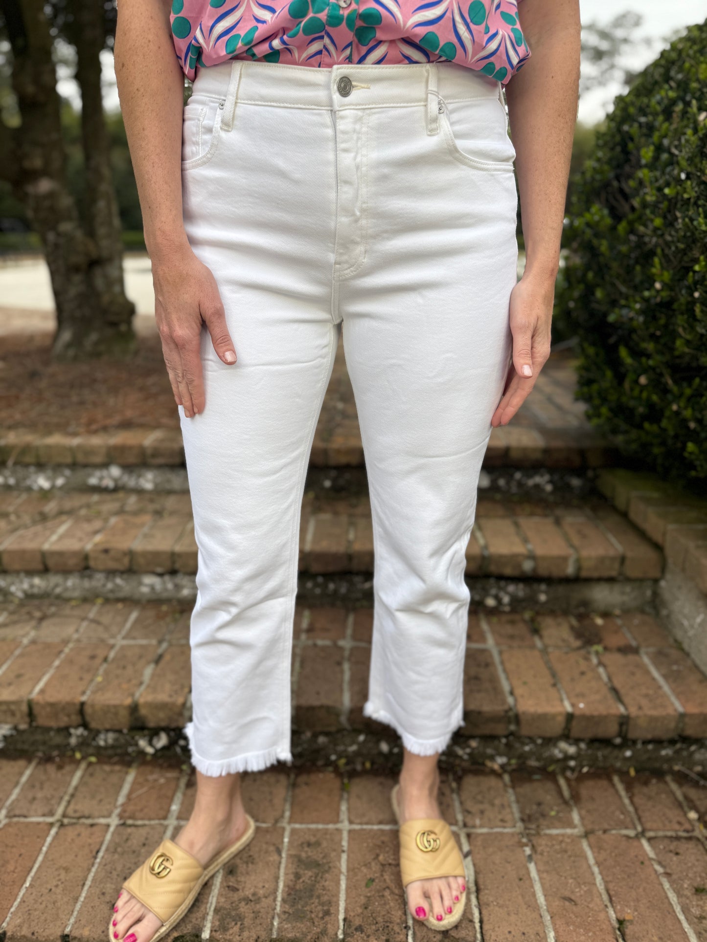 KanCan Lovely Days - White High Rise Slim Straight Jeans