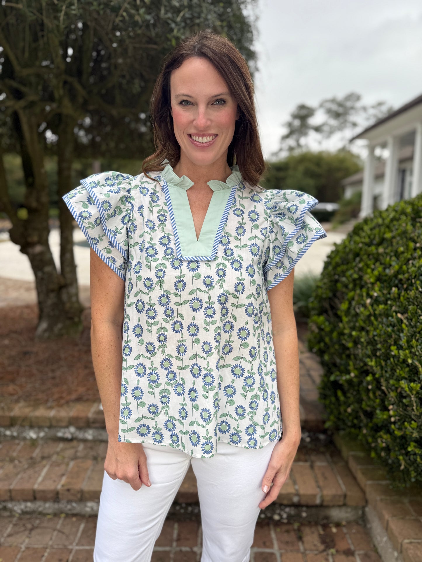 Rebecca Mint Floral Print Top