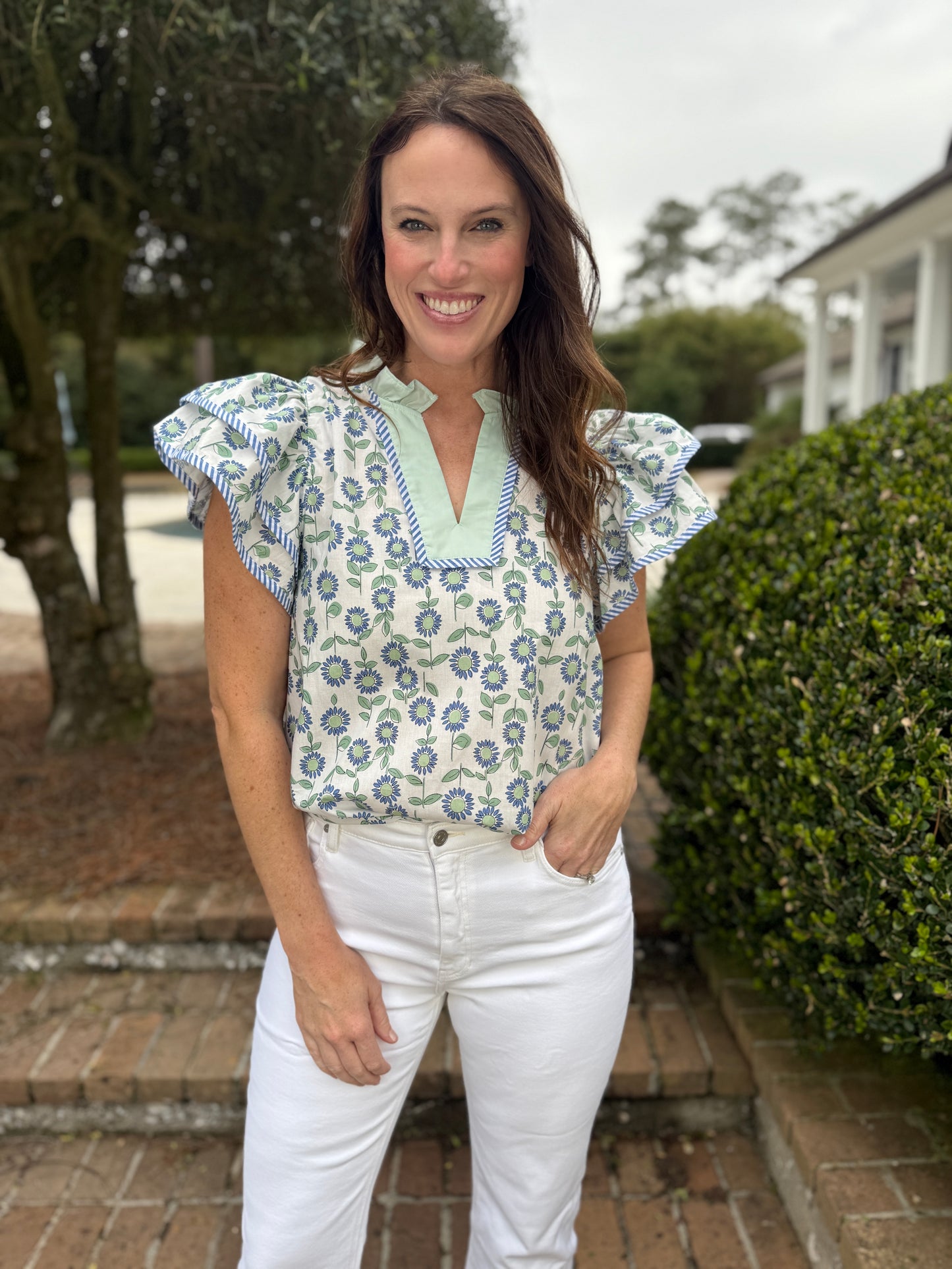 Rebecca Mint Floral Print Top