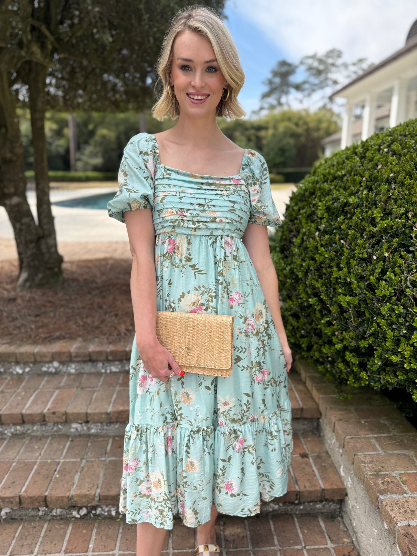 Tea Please Mint Floral Midi