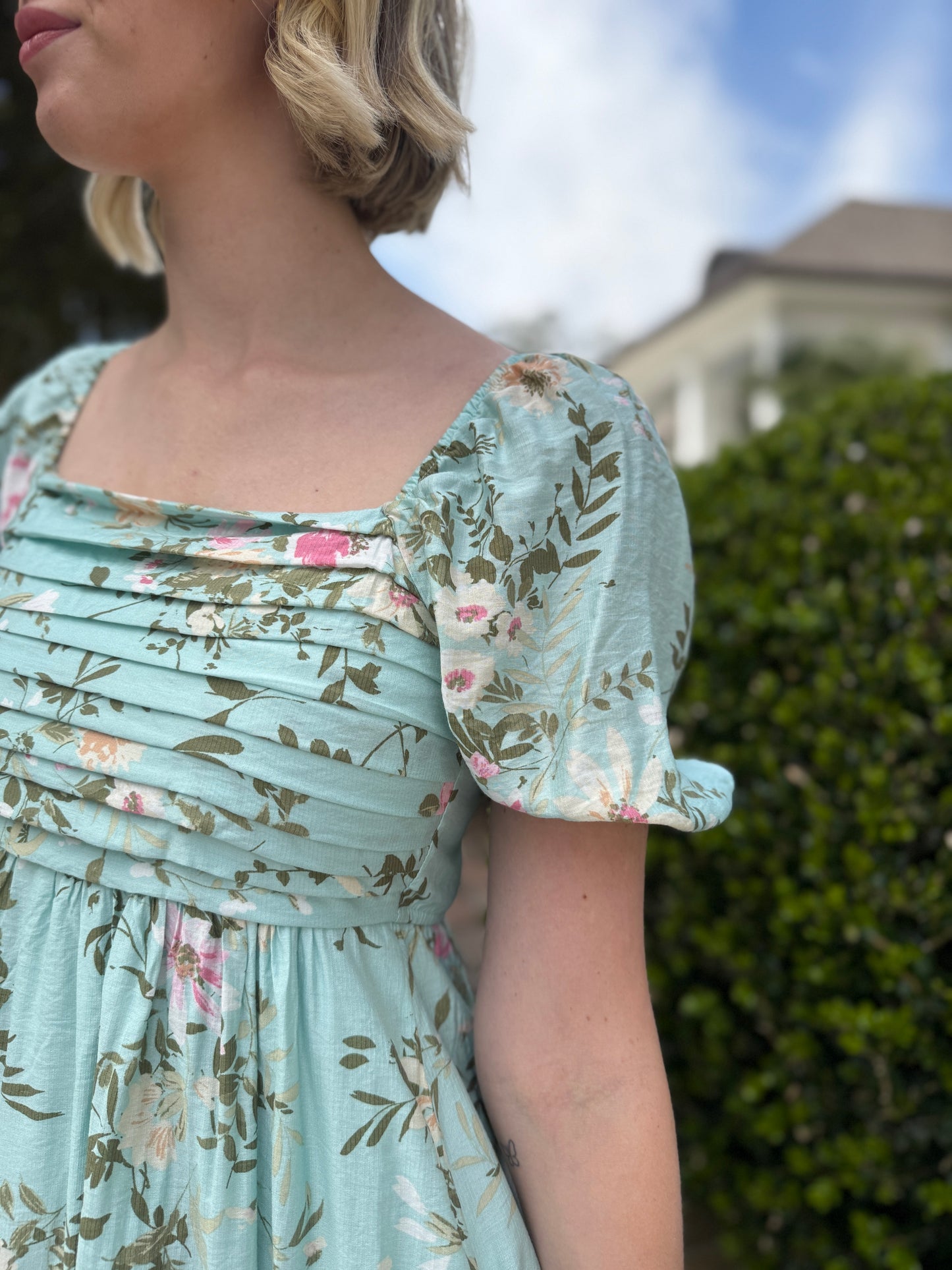 Tea Please Mint Floral Midi