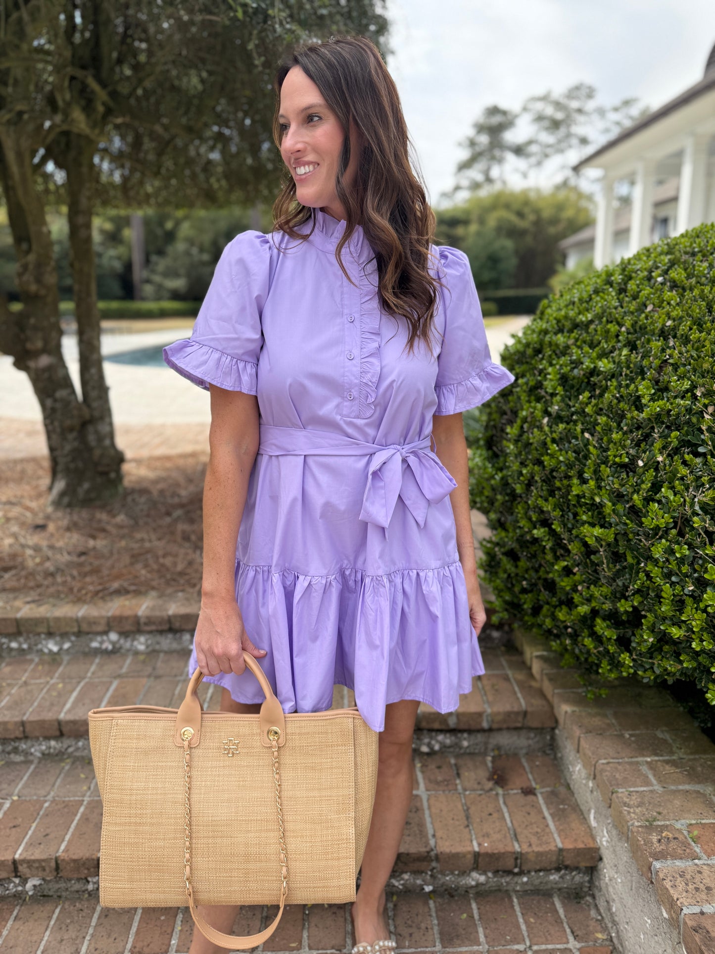 Lavender Short Sleeve Mini Dress