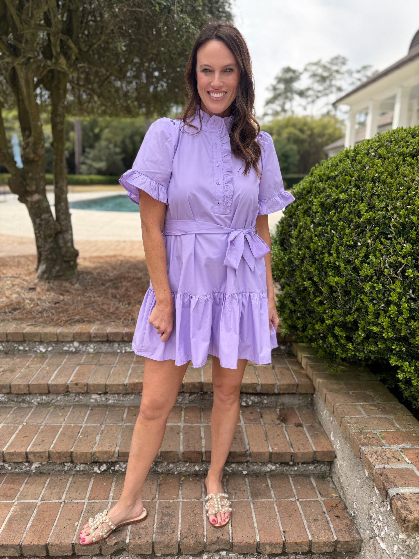 Lavender Short Sleeve Mini Dress