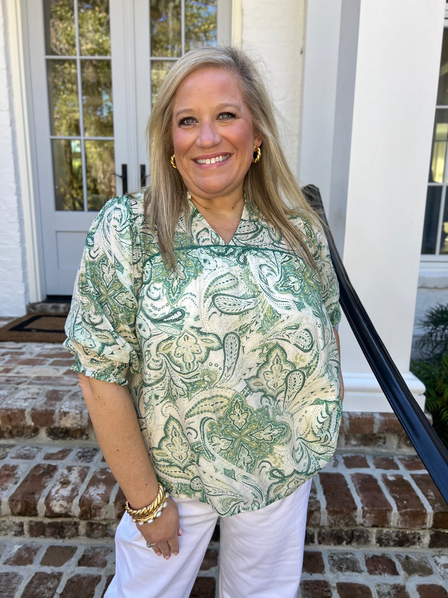 Passionate Paisley Green Top