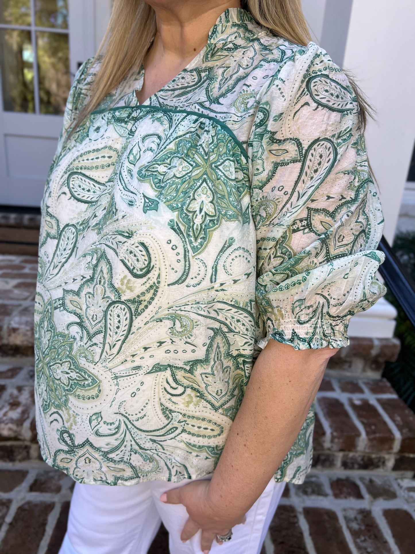 Passionate Paisley Green Top