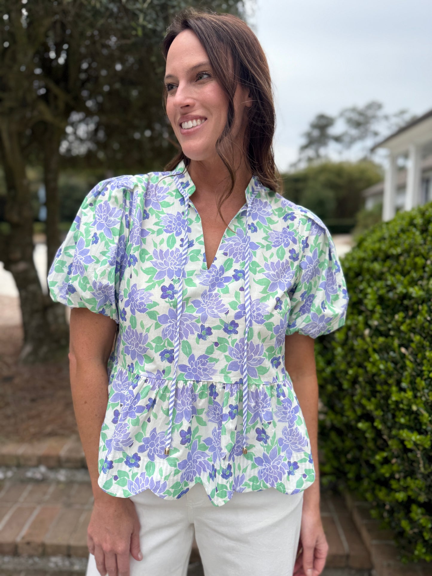 Patricia Periwinkle Floral Blouse