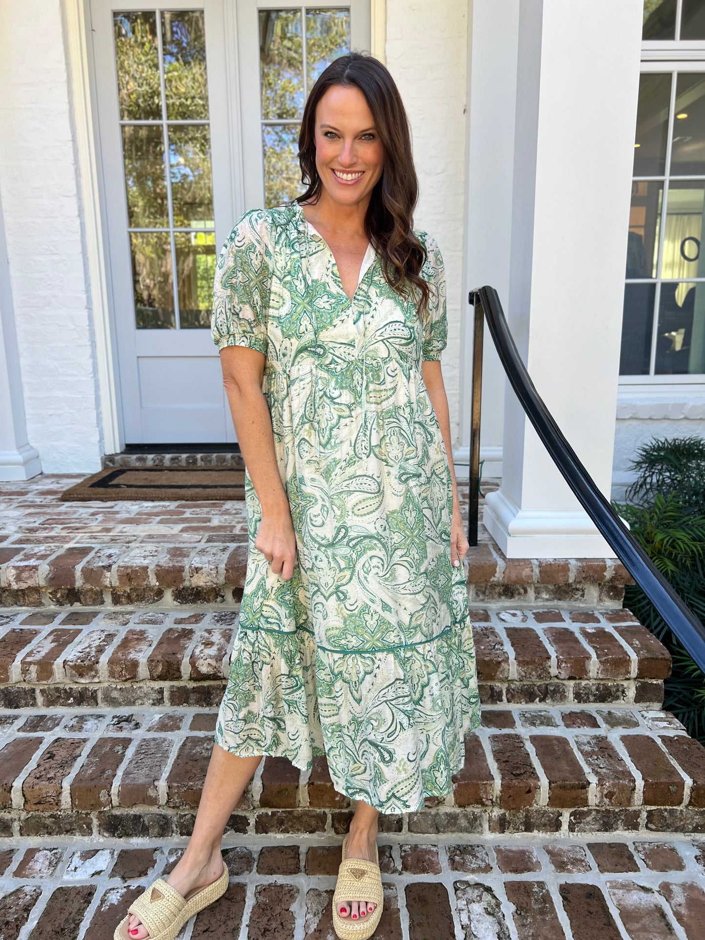 Passionate Paisley Green Midi Dress