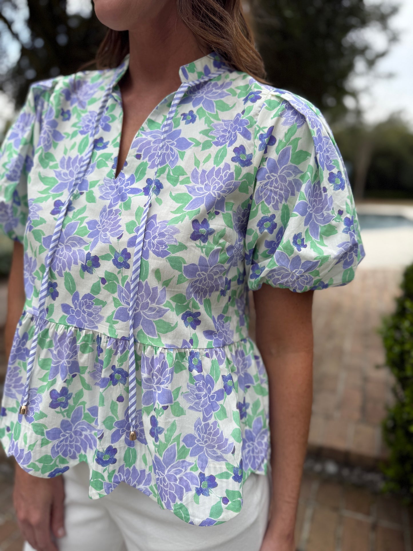 Patricia Periwinkle Floral Blouse