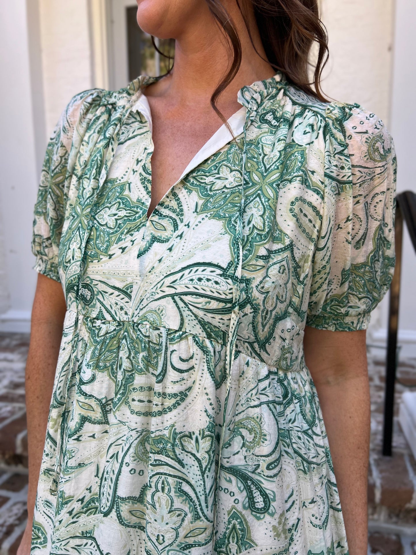 Passionate Paisley Green Midi Dress