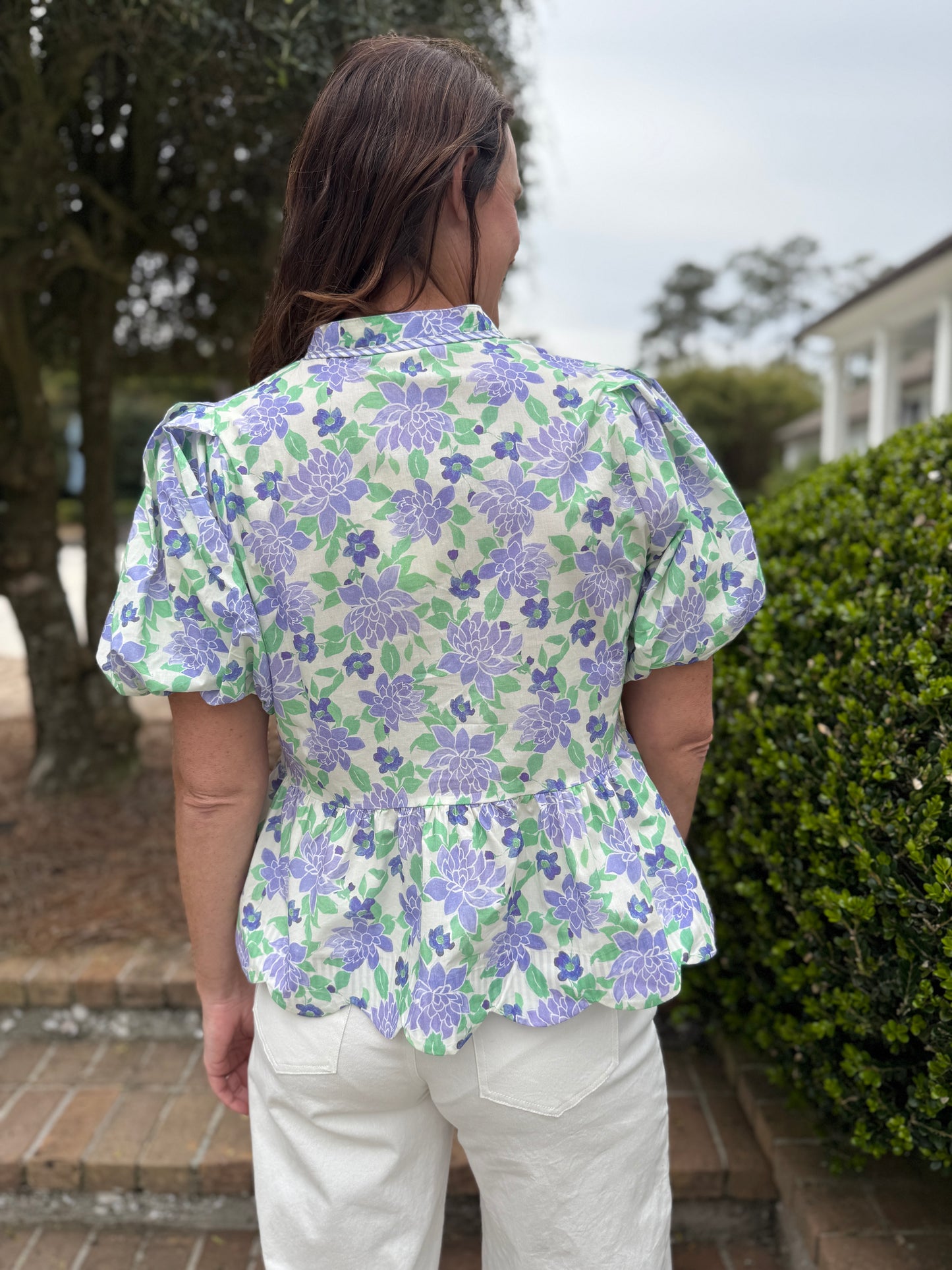 Patricia Periwinkle Floral Blouse