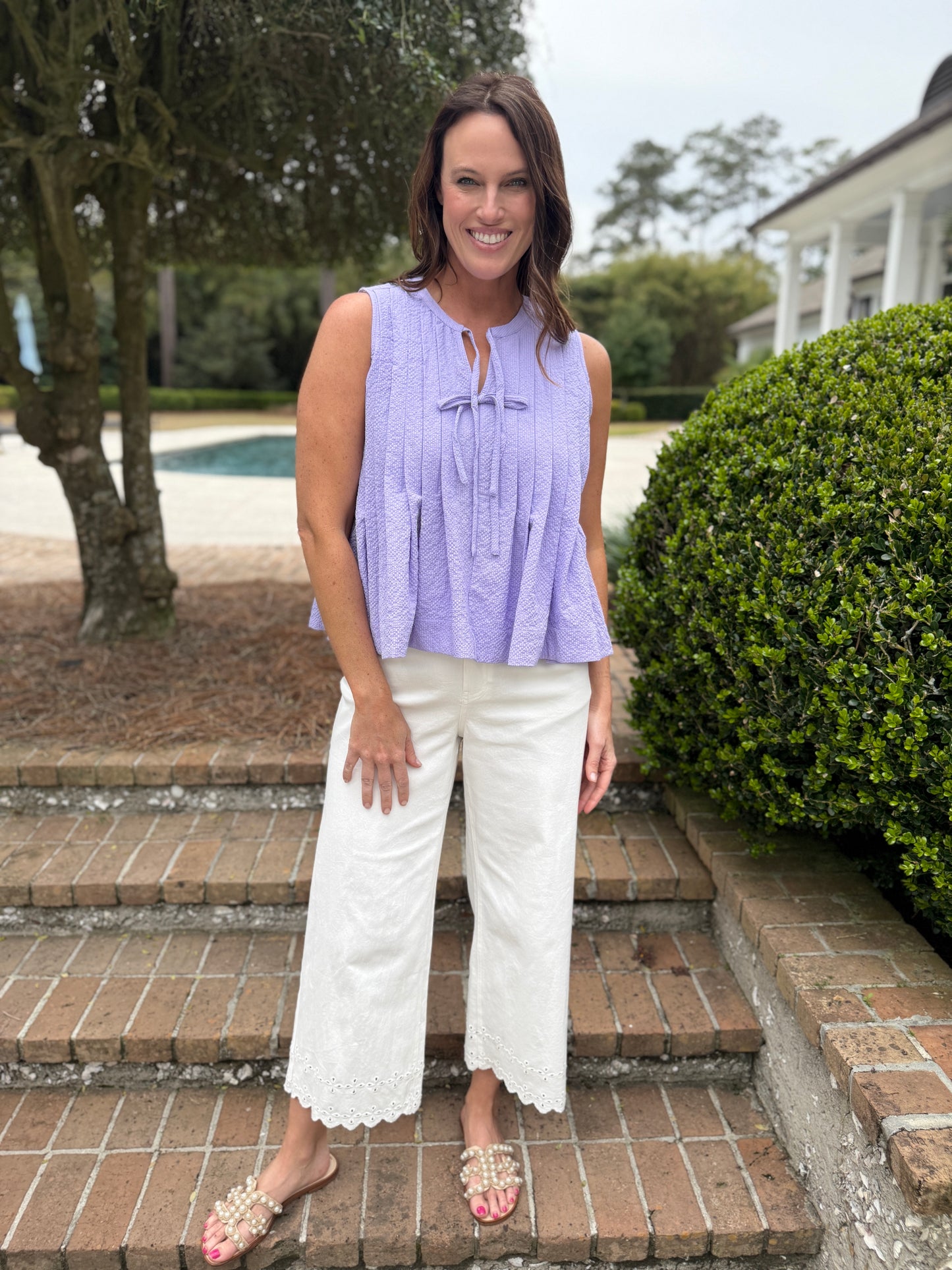 Lavish In Lavender Bow Tank Top