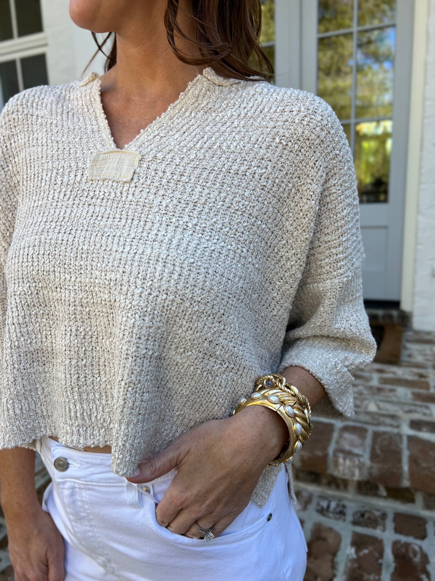 Ella Oatmeal Long Sleeve Sweater