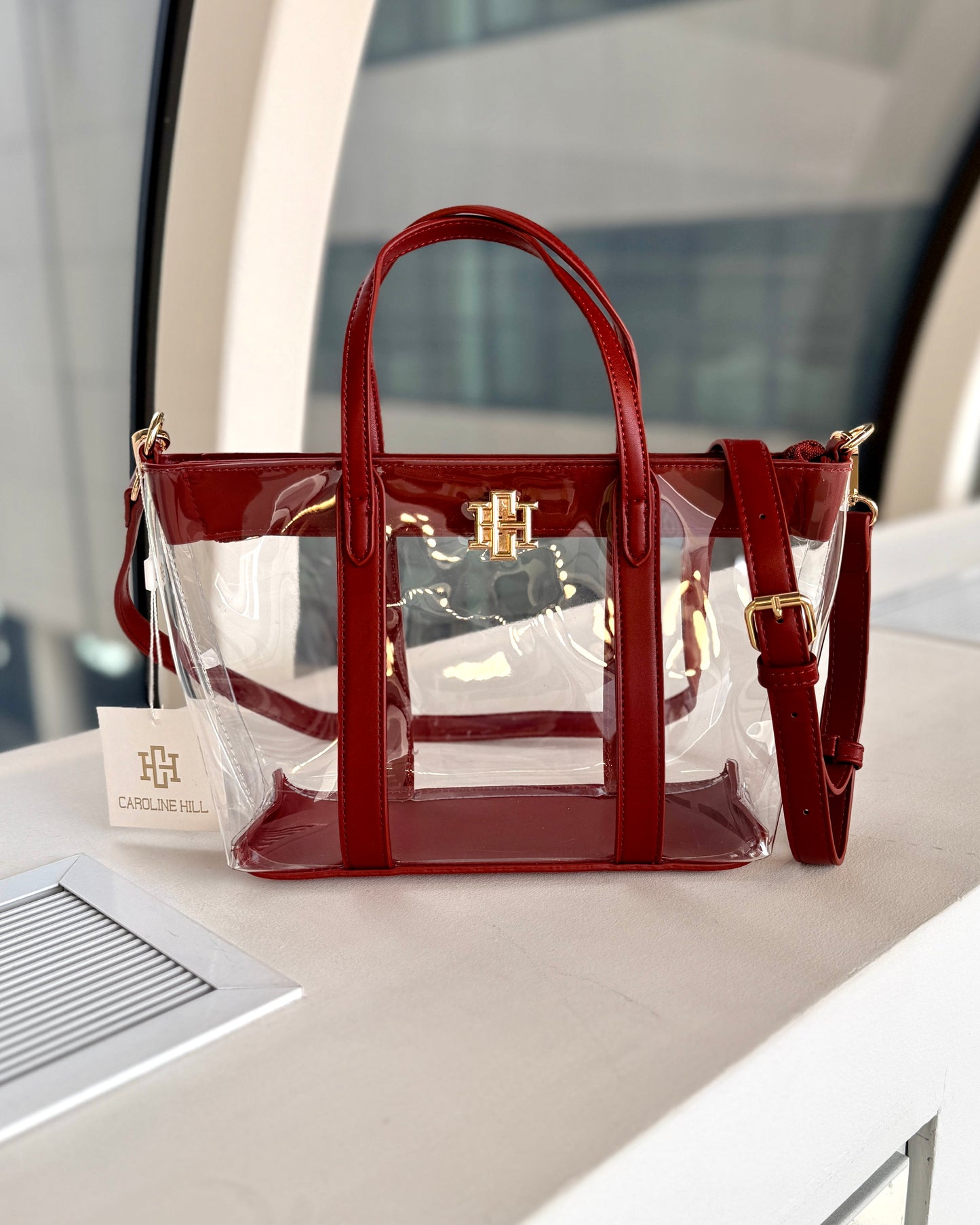Molly Clear Mini Tote Burgundy