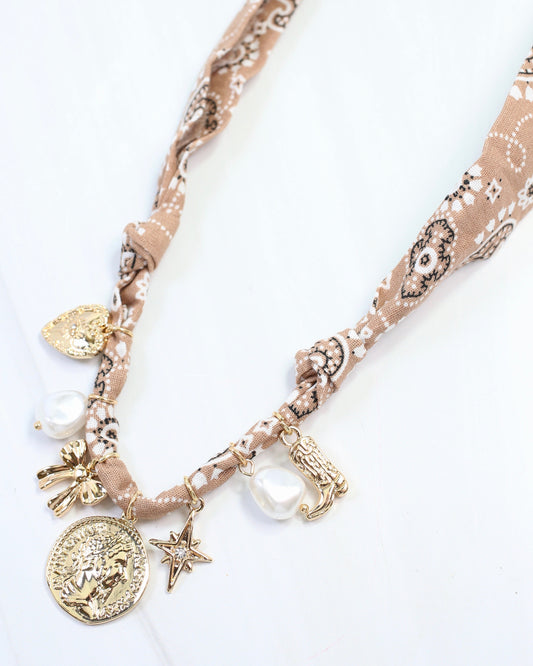 Amy Scarf Charm Necklace Khaki