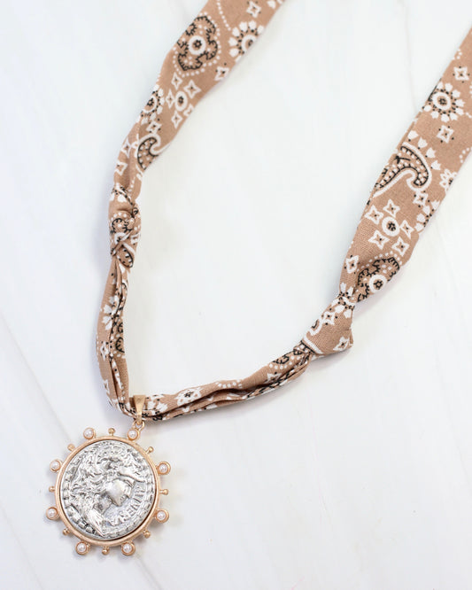 Keeley Scarf Charm Necklace Khaki