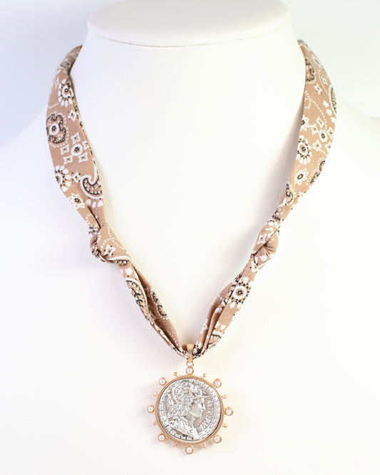 Keeley Scarf Charm Necklace Khaki