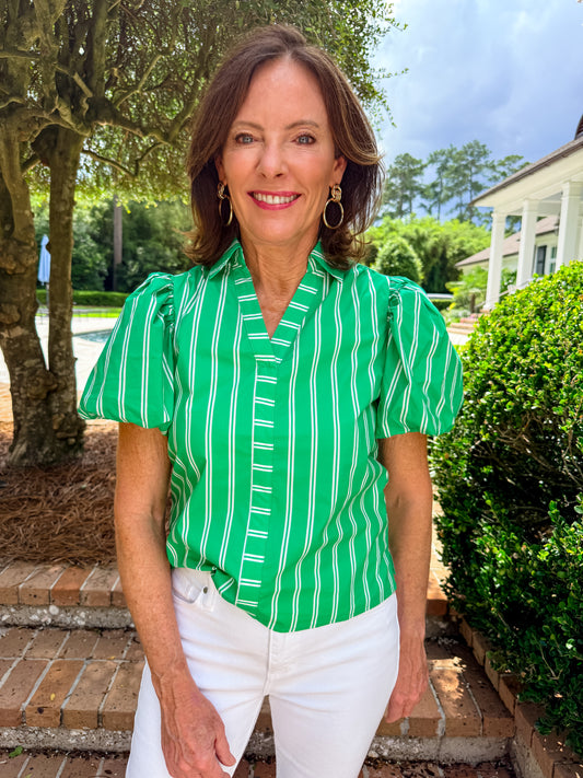Addison Green Stripe Top