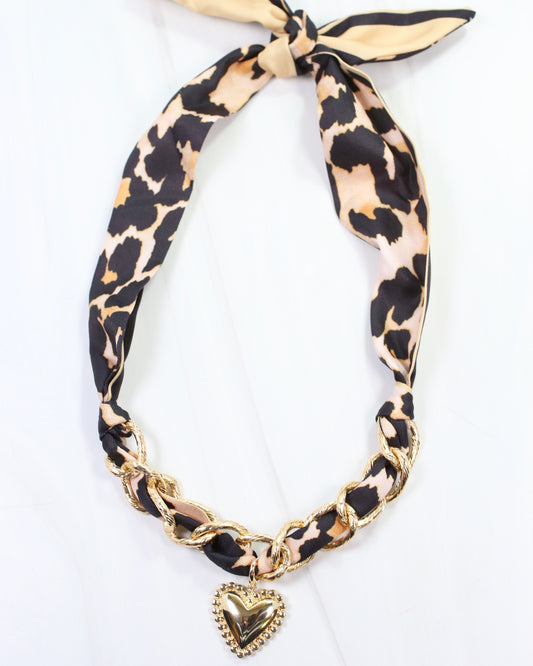 Santee Scarf Charm Necklace Leopard