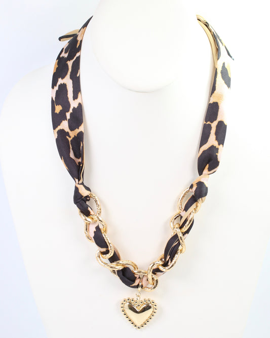 Santee Scarf Charm Necklace Leopard