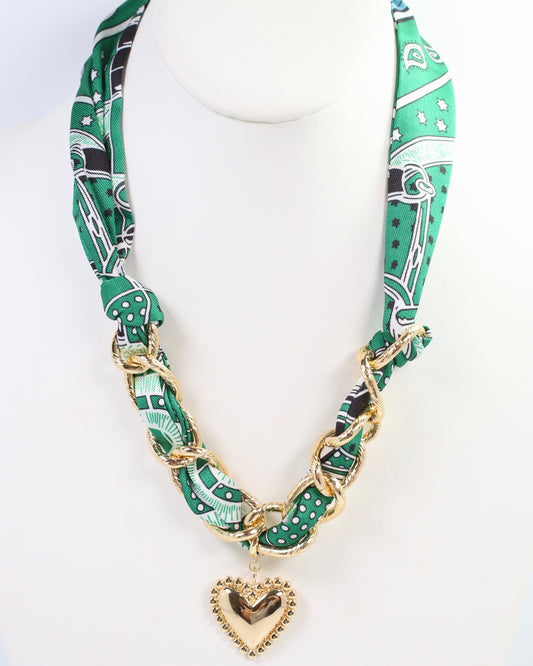 Santee Scarf Charm Necklace Green