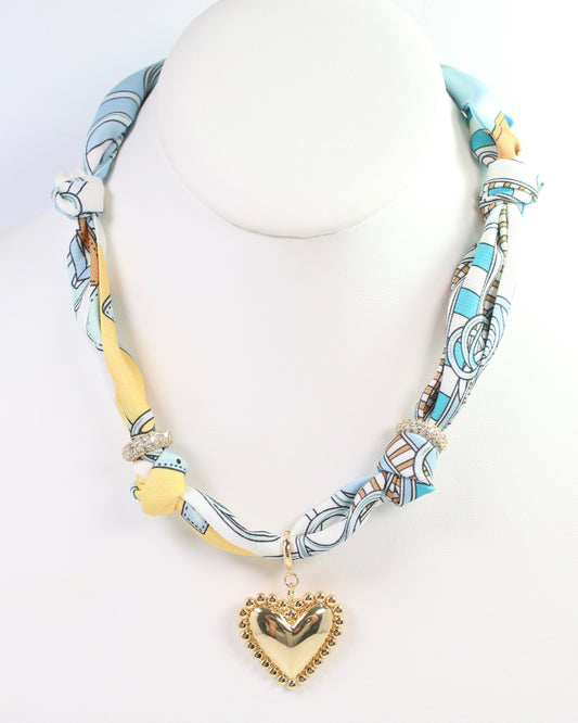 Traylee Scarf Charm Necklace Light Blue